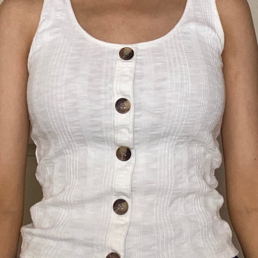AE White Button Top